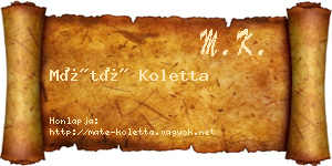 Máté Koletta névjegykártya